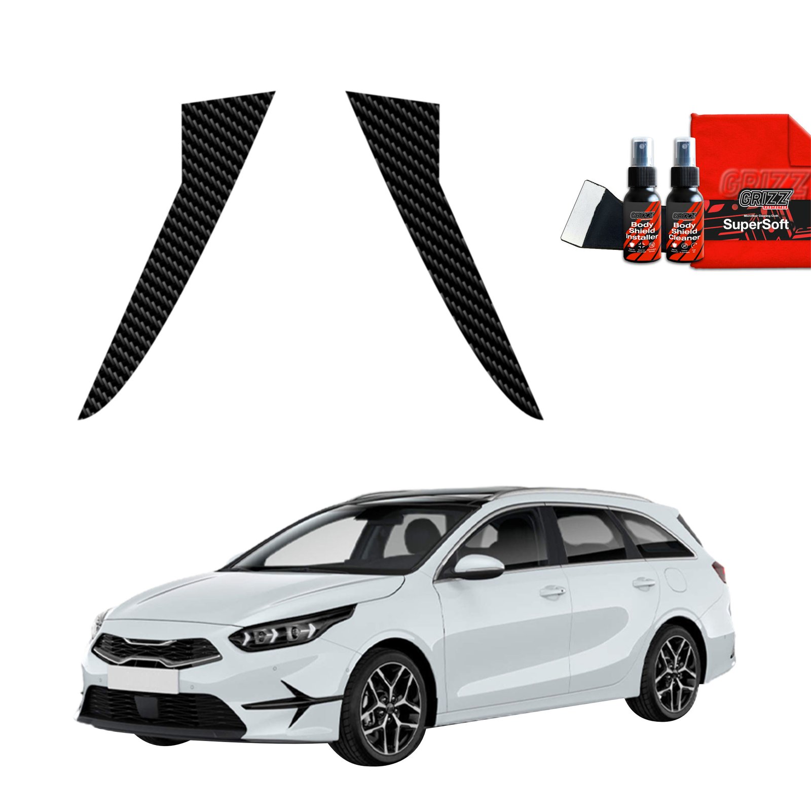 2in1 Carbon film for pillars for Kia Ceed (2021-2025)