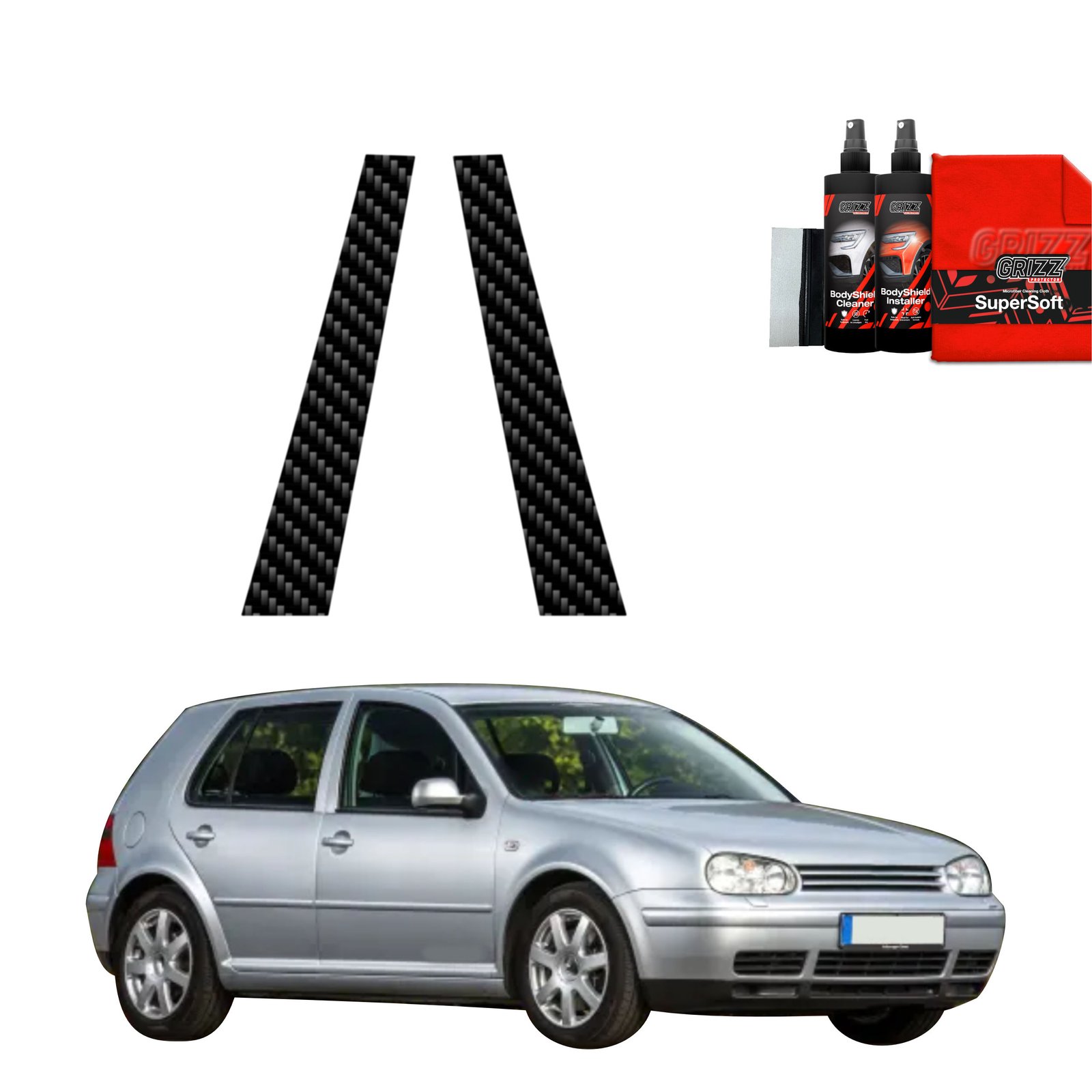 2in1 Carbon film for pillars for Volkswagen Golf 4 Hatchback 5D (1997-2003)