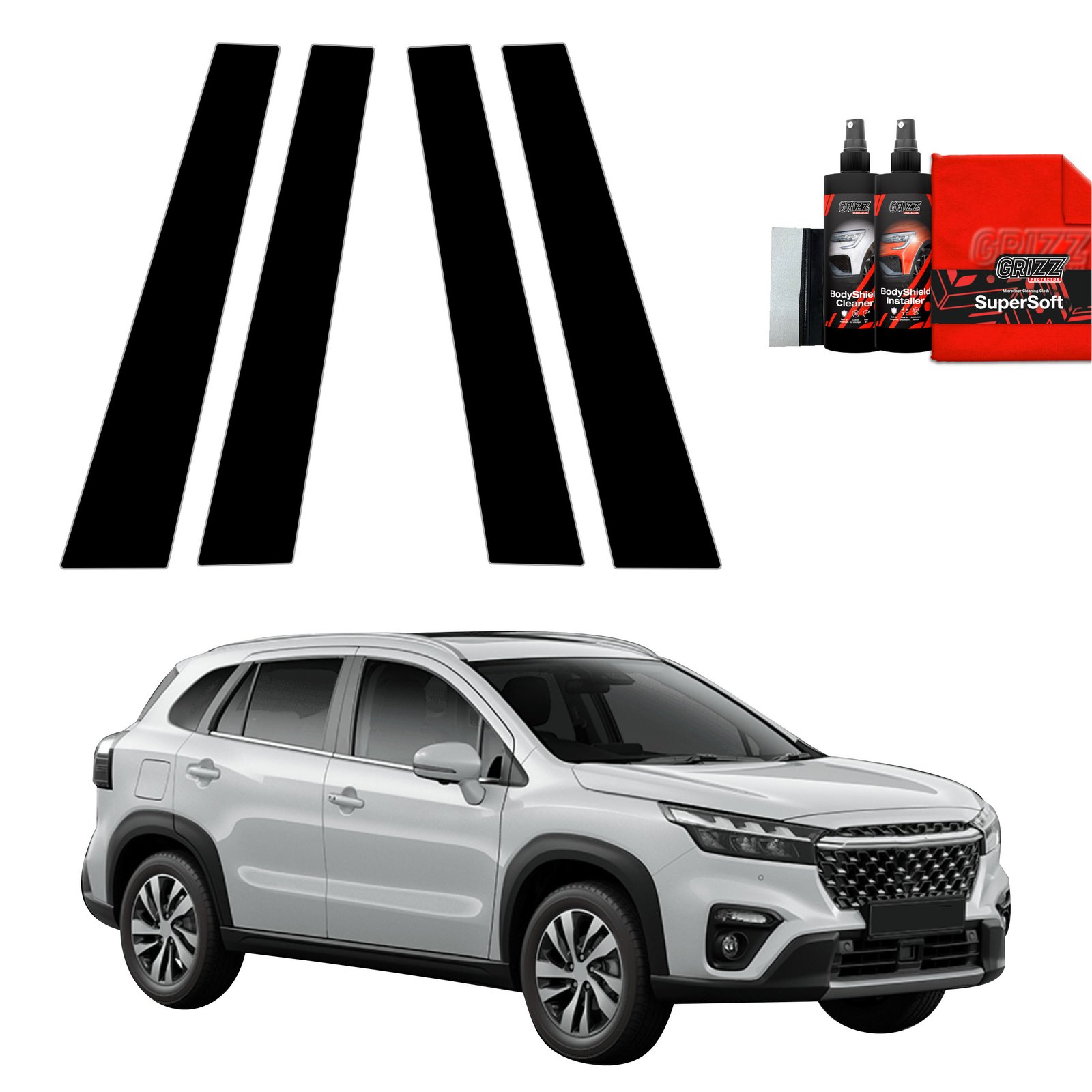 4in1 Black film for pillars for Suzuki S-Cross (2021-2025)