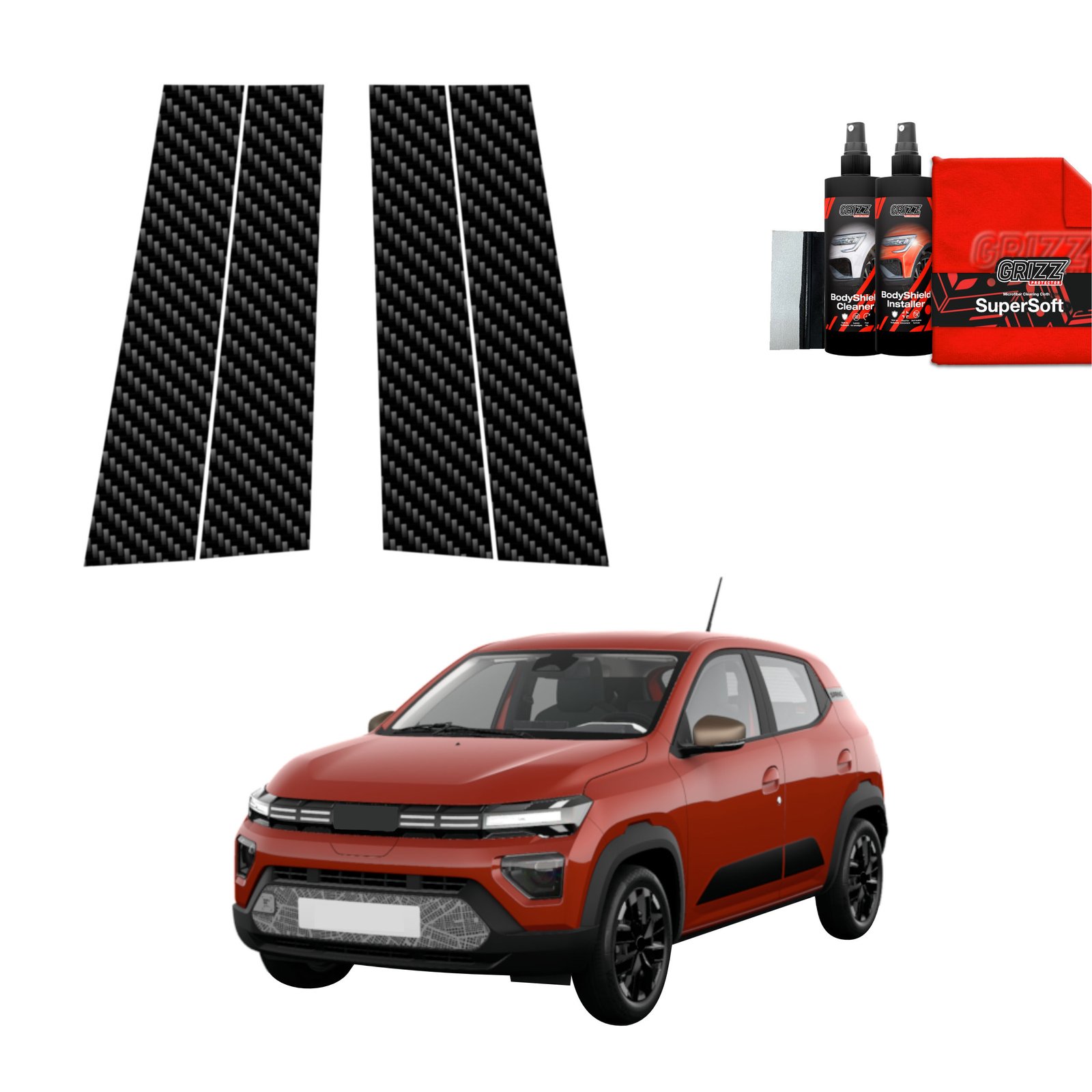 4in1 Carbon film for pillars for Dacia Spring (2024-2025)