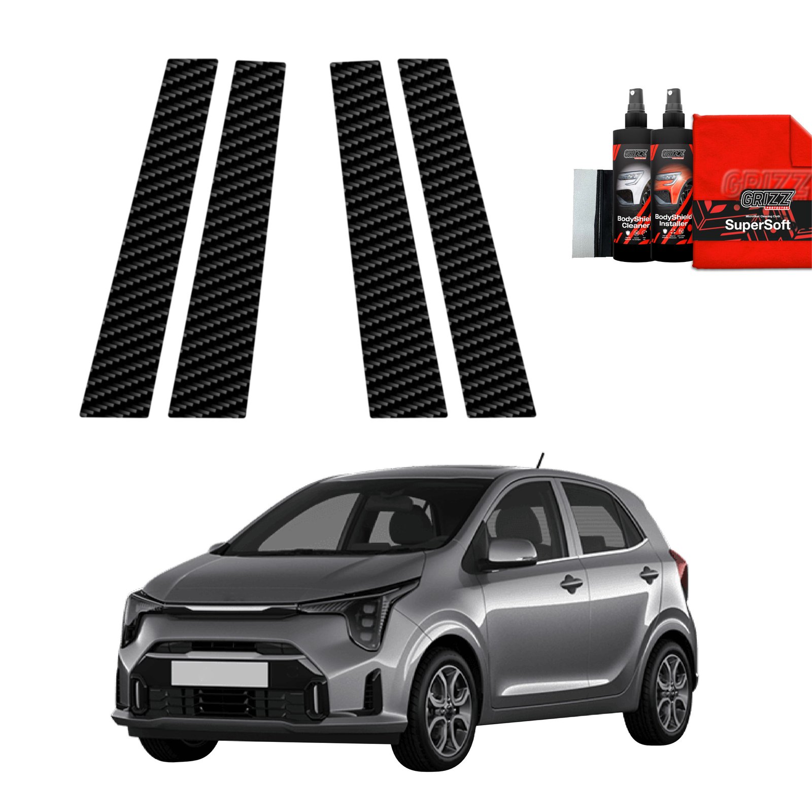 4in1 Carbon film for pillars for Kia Picanto (2023-2025)