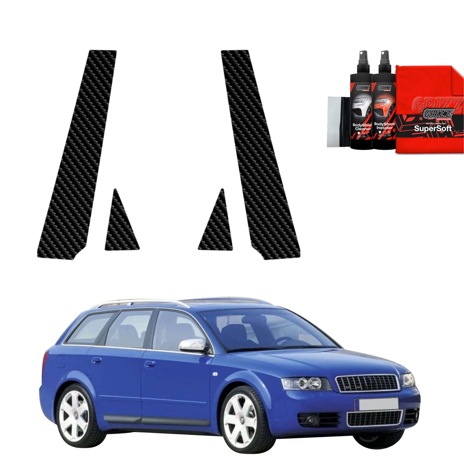 4in1 Carbon film for pillars for Volvo S60 3 Sedan 4D (2019-2024)
