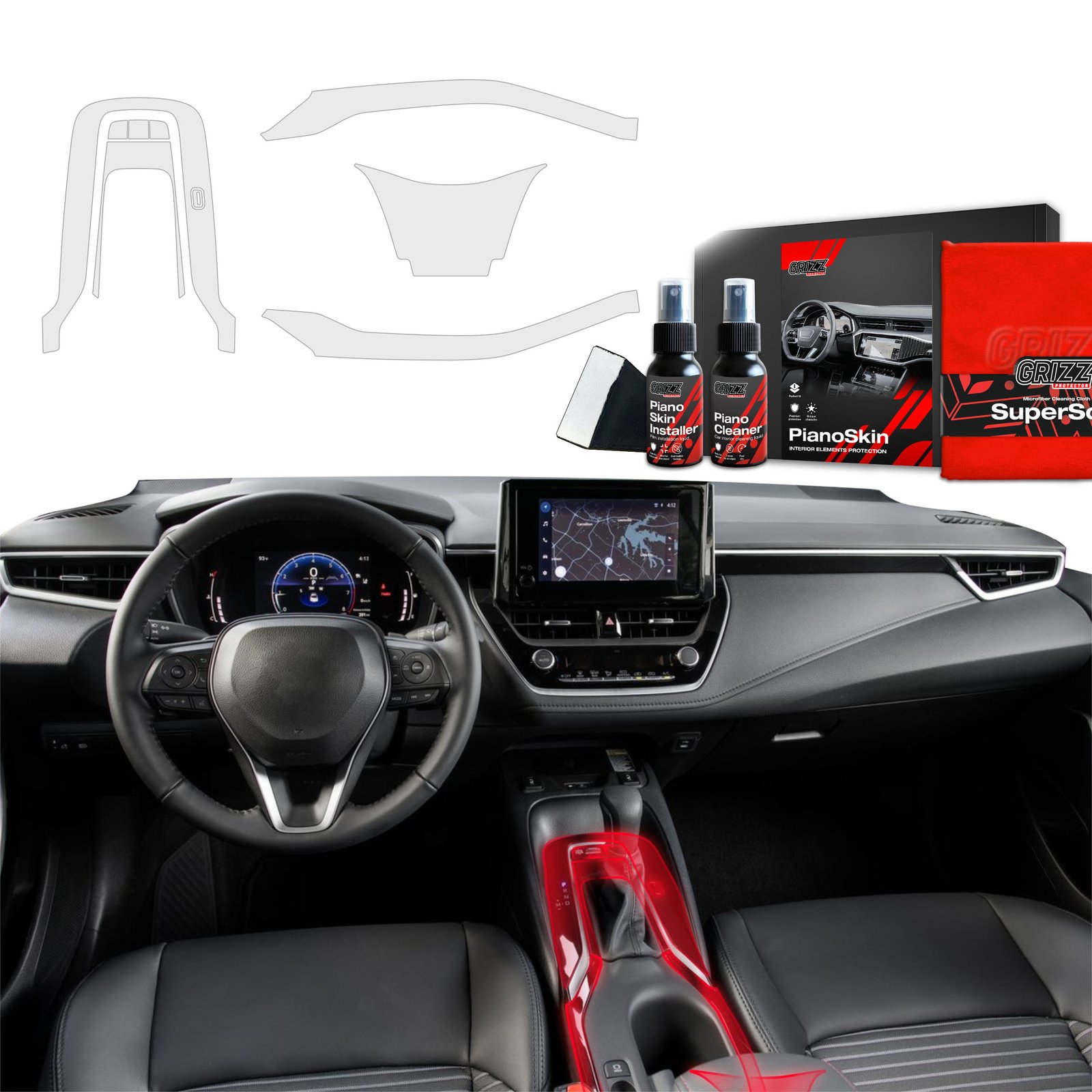 4in1 Grizz protective interior film Toyota Corolla (2019-2025) Anti-fingerprint PianoSkin