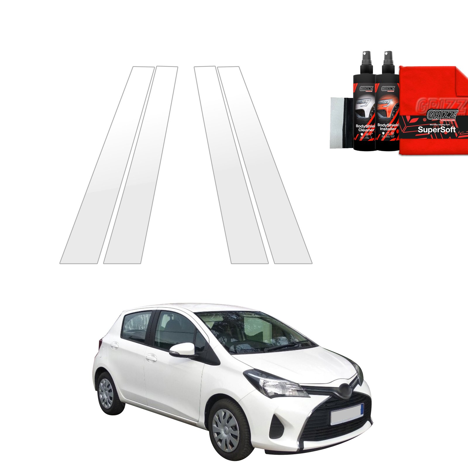 4in1 Protective film for pillars for Toyota Yaris (2011-2016)