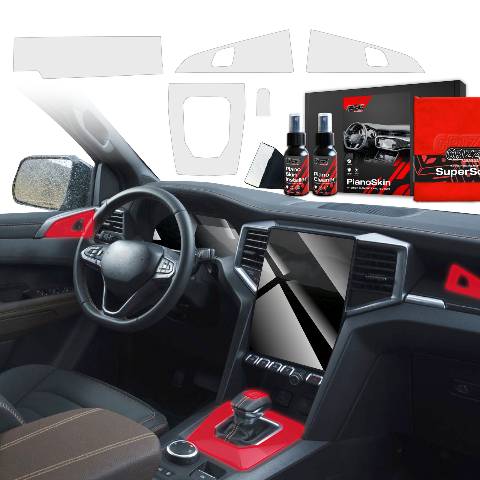5in1 Grizz protective interior film Volkswagen VW Amarok (2023-2025) Anti-fingerprint PianoSkin