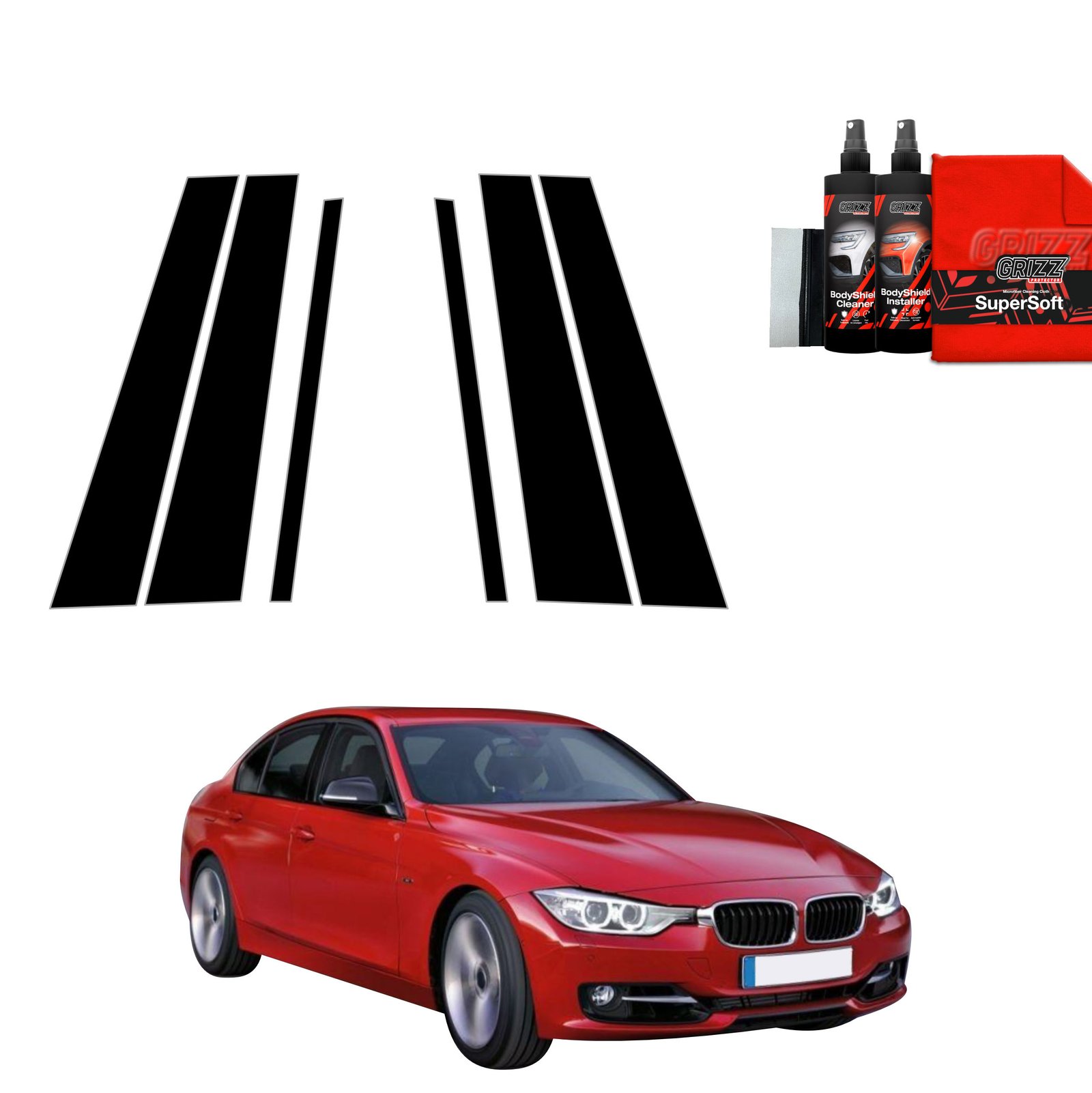 6in1 Black film for pillars for BMW 3 F30 Sedan Pre-LCI (2011-2015)