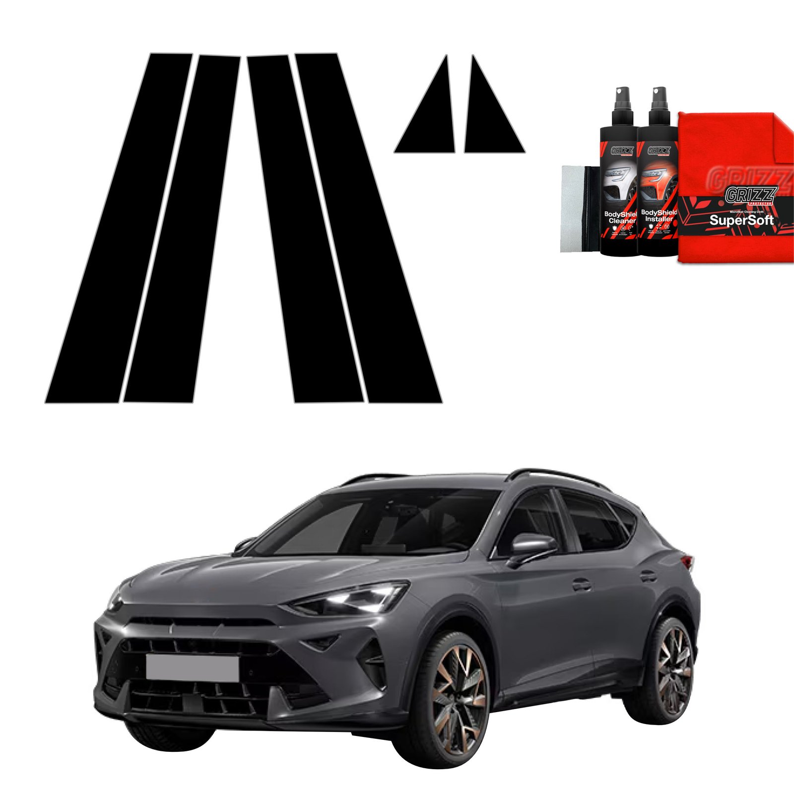 6in1 Black film for pillars for Cupra Formentor Facelift (2024-2025)