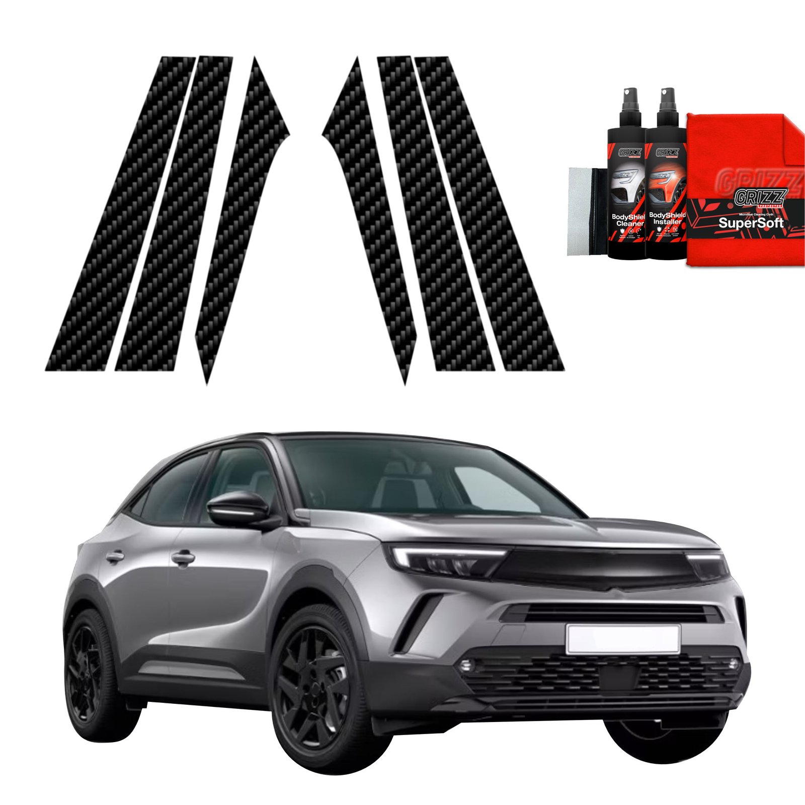 6in1 Carbon film for pillars for Opel Mokka (2021-2025)