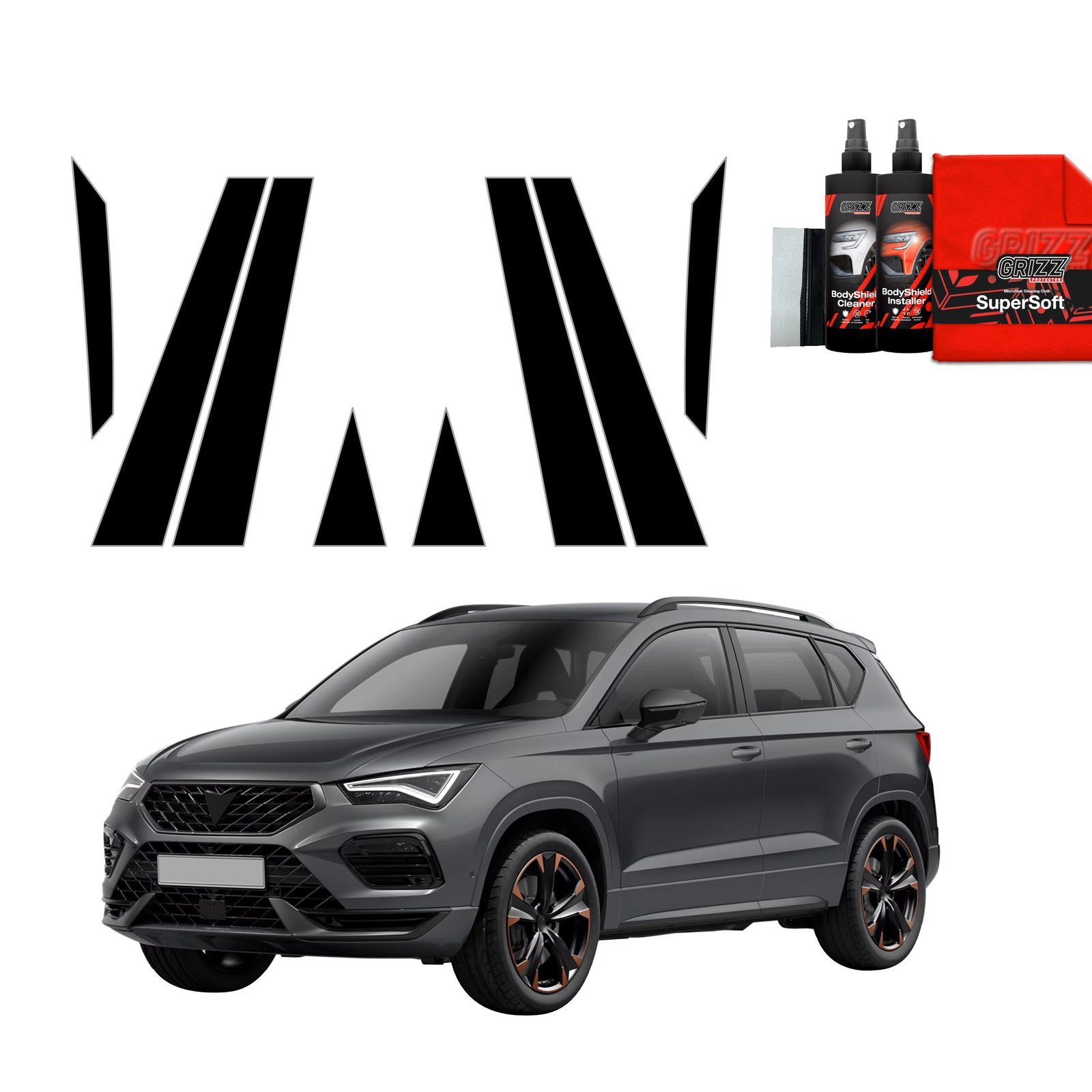 8in1 Black film for pillars for Cupra Ateca (2020-2025)
