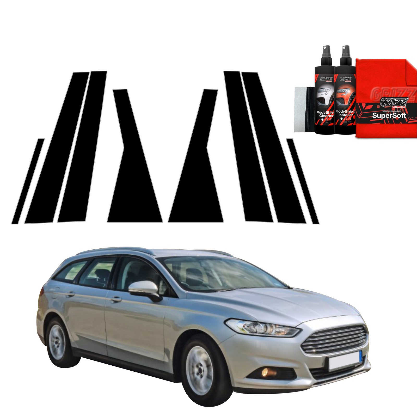 8in1 Black film for pillars for Ford Mondeo Mk5 Kombi (2014-2019)