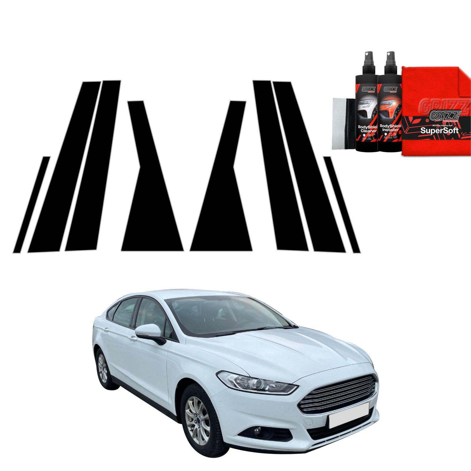 8in1 Black film for pillars for Ford Mondeo Mk5 Sedan (2014-2019)