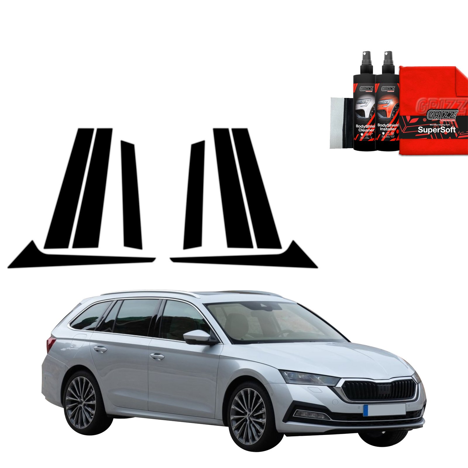 8in1 Black film for pillars for Skoda Octavia 4 Kombi (2019-2024)