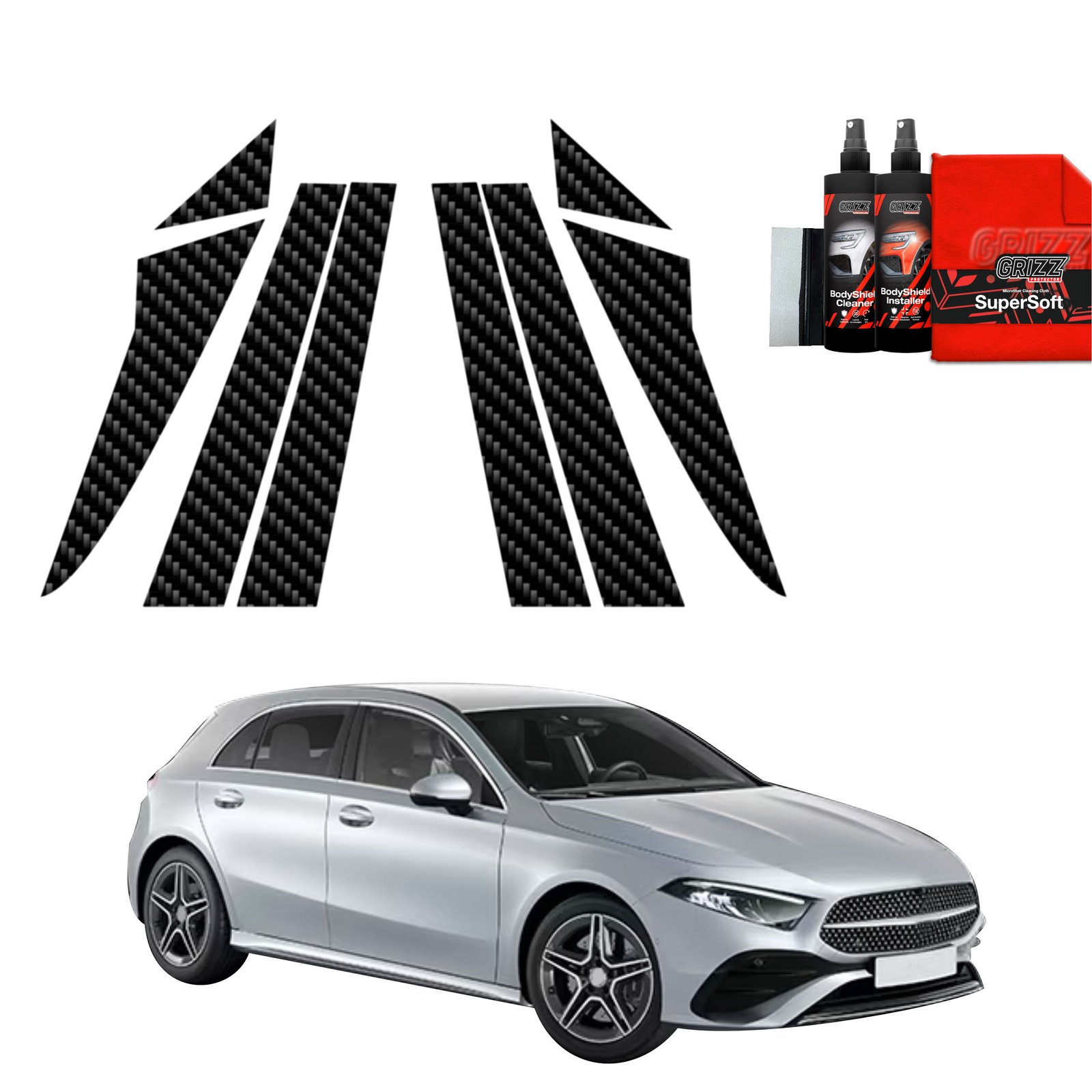 8in1 Carbon film for pillars for Mercedes A Klasa in177 (2018-2025)