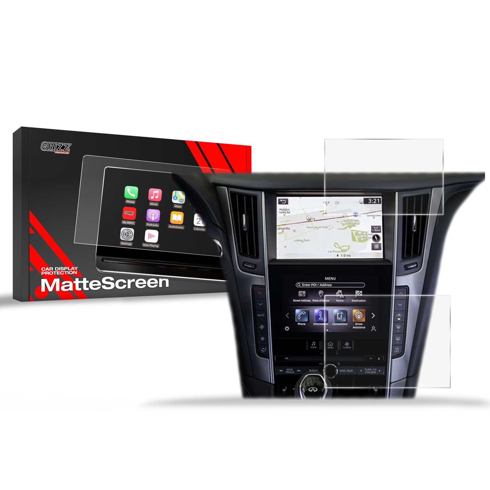 Anti-fingerprint screen film Infiniti Q60 (2017-2020) Matte Grizz 2in1