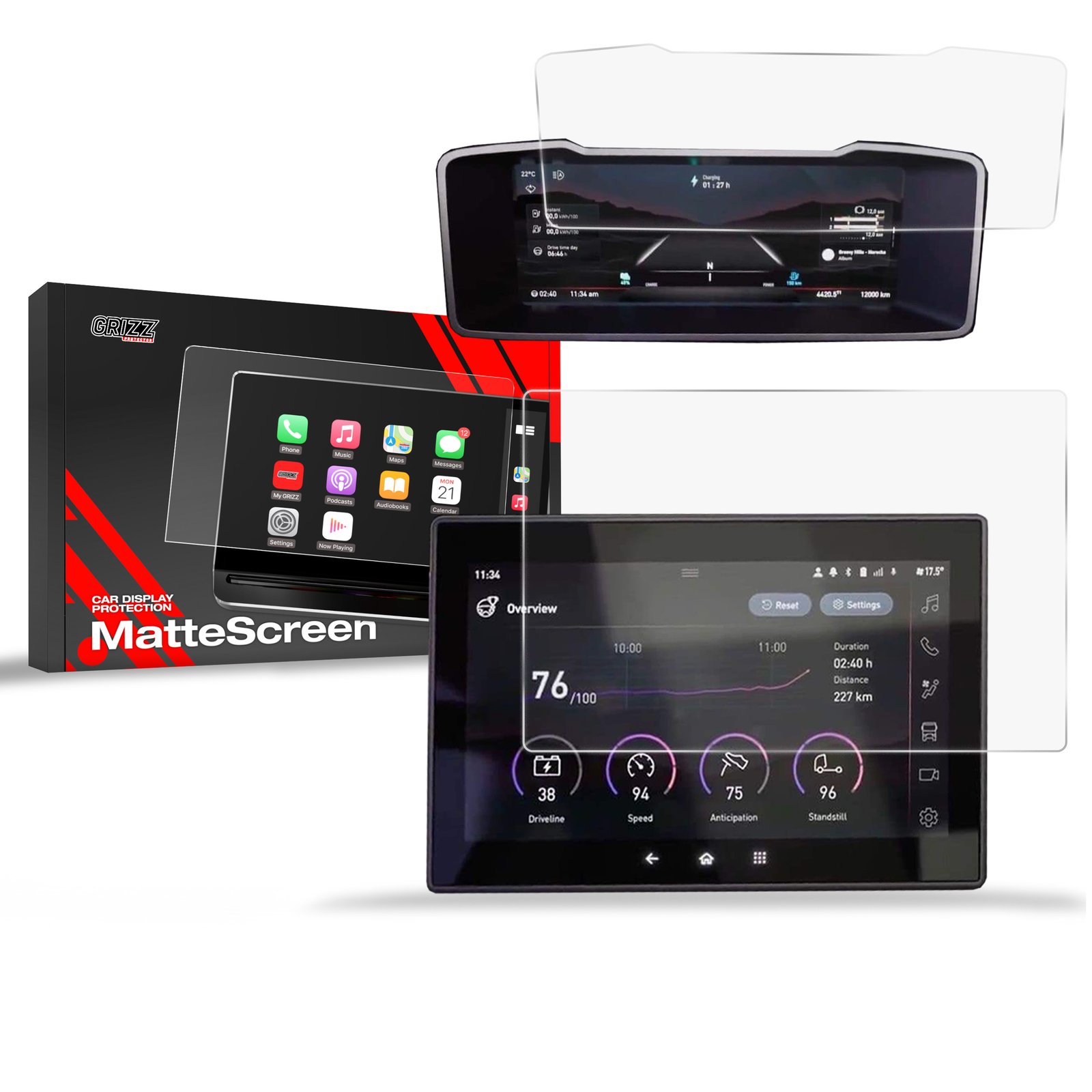 Anti-fingerprint screen film Renault C Evolution Matte Grizz 2in1