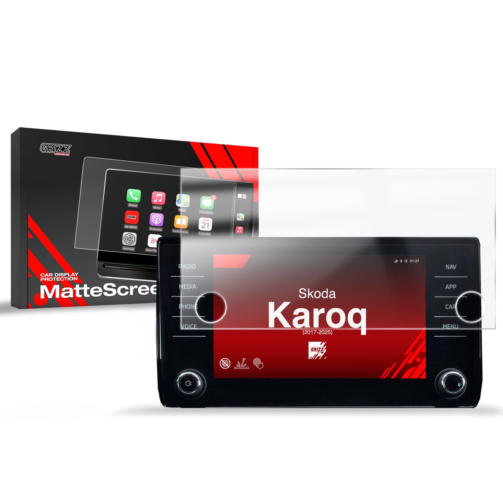 Anti-fingerprint screen film Skoda Karoq 8" Bolero (2017-2025) Matte Grizz