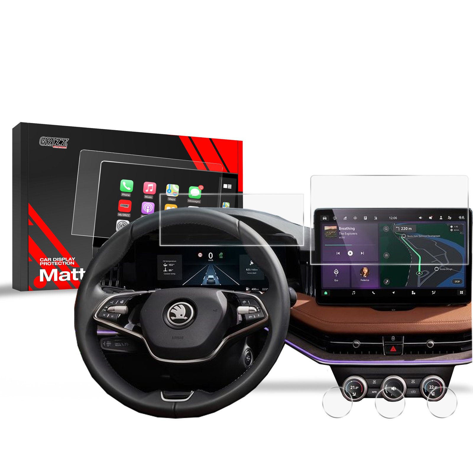 Anti-fingerprint screen film Skoda Superb 4 13" (2024-2025) Matte Grizz 5in1