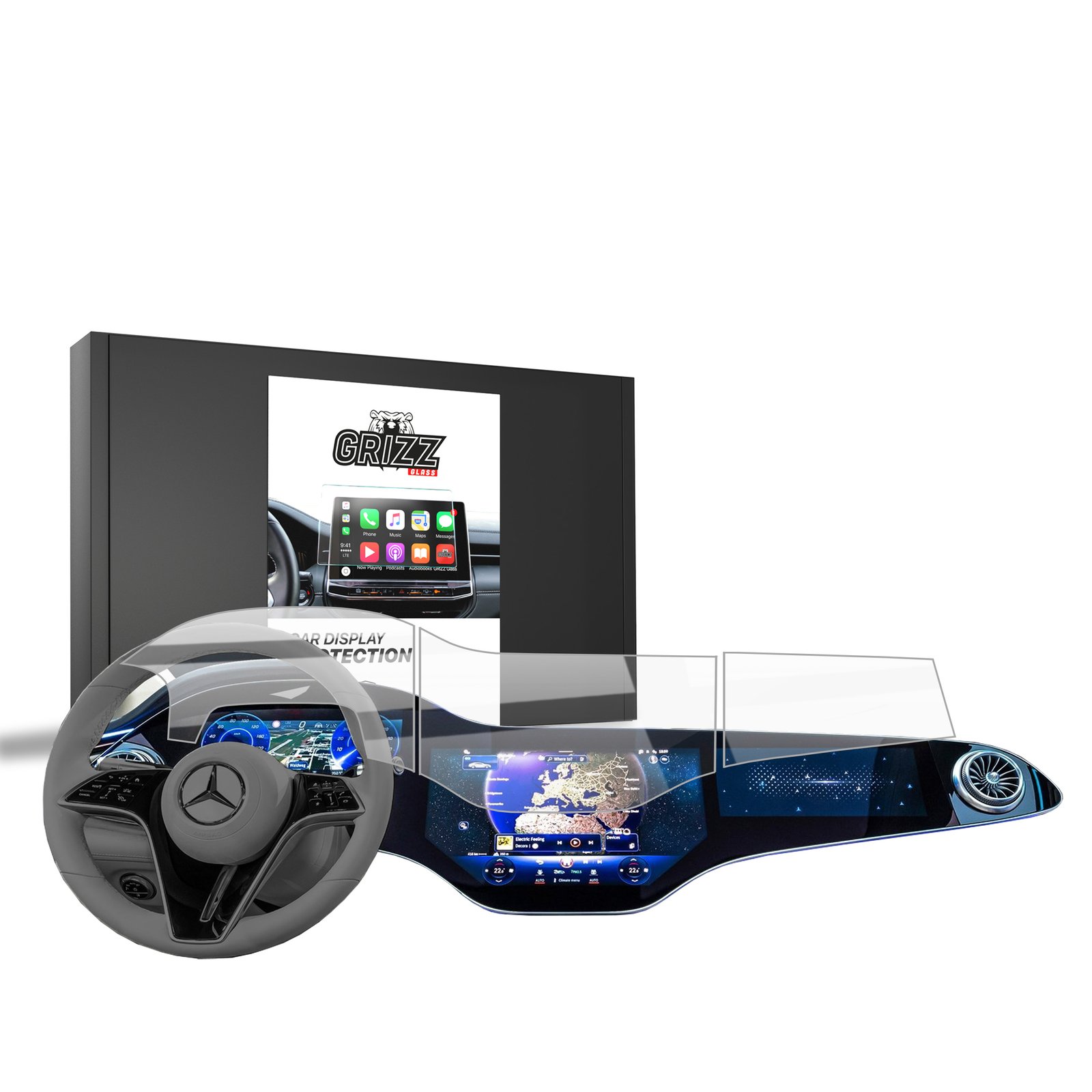 Ceramic screen film Mercedes EQS SUV Hyperscreen (2022-2025) Grizz 3in1