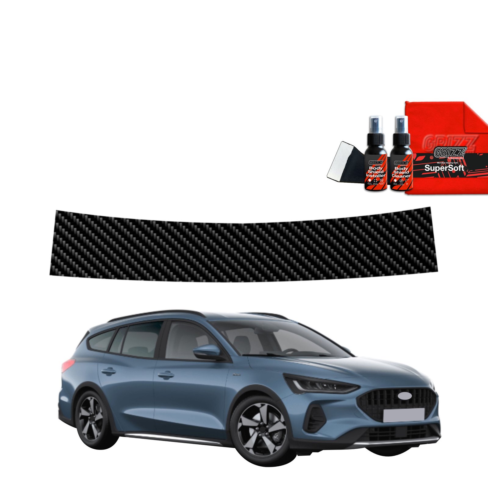 Folia karbonowa próg bagażnika do Ford Focus Active X Kombi Facelift (2021-2025)