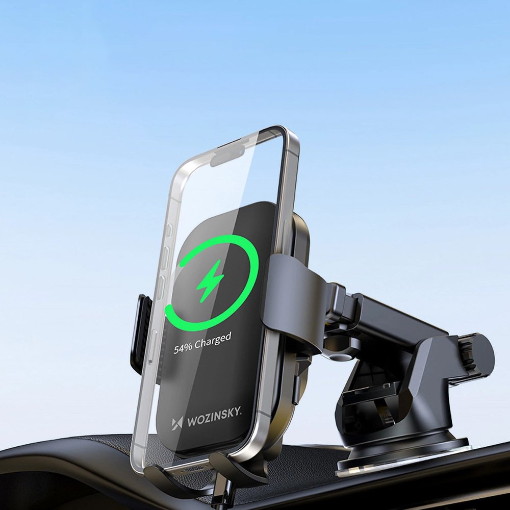 Wozinsky WUMID automobilinis telefono laikiklis su 15 W belaidžiu įkrovikliu – juodas - Image 9