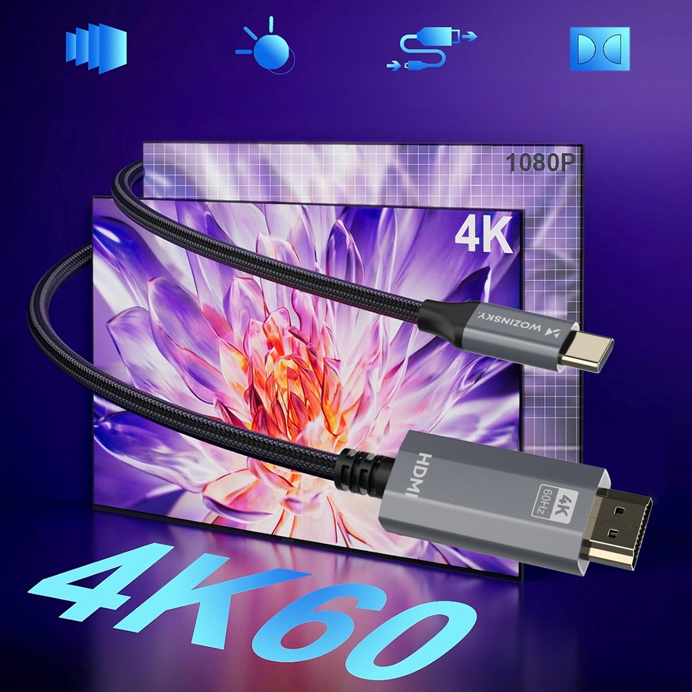 Wozinsky WCCH-01 USB-C – HDMI 4K 60Hz kabelis 1,8 m – juodas - Image 10