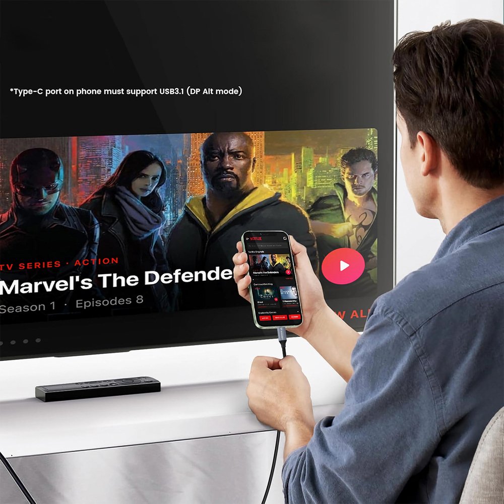 Wozinsky WCCH-01 USB-C – HDMI 4K 60Hz kabelis 1,8 m – juodas - Image 6