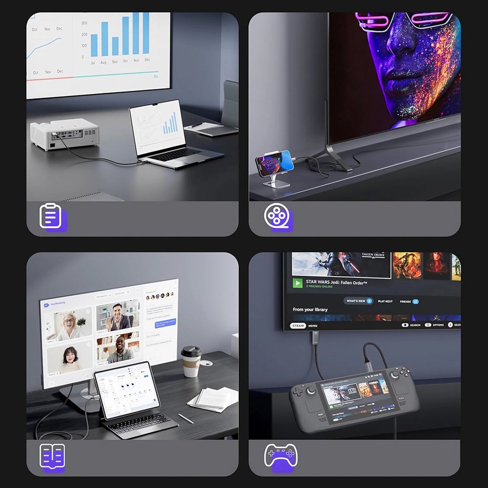 Wozinsky WCCH-01 USB-C – HDMI 4K 60Hz kabelis 1,8 m – juodas - Image 9