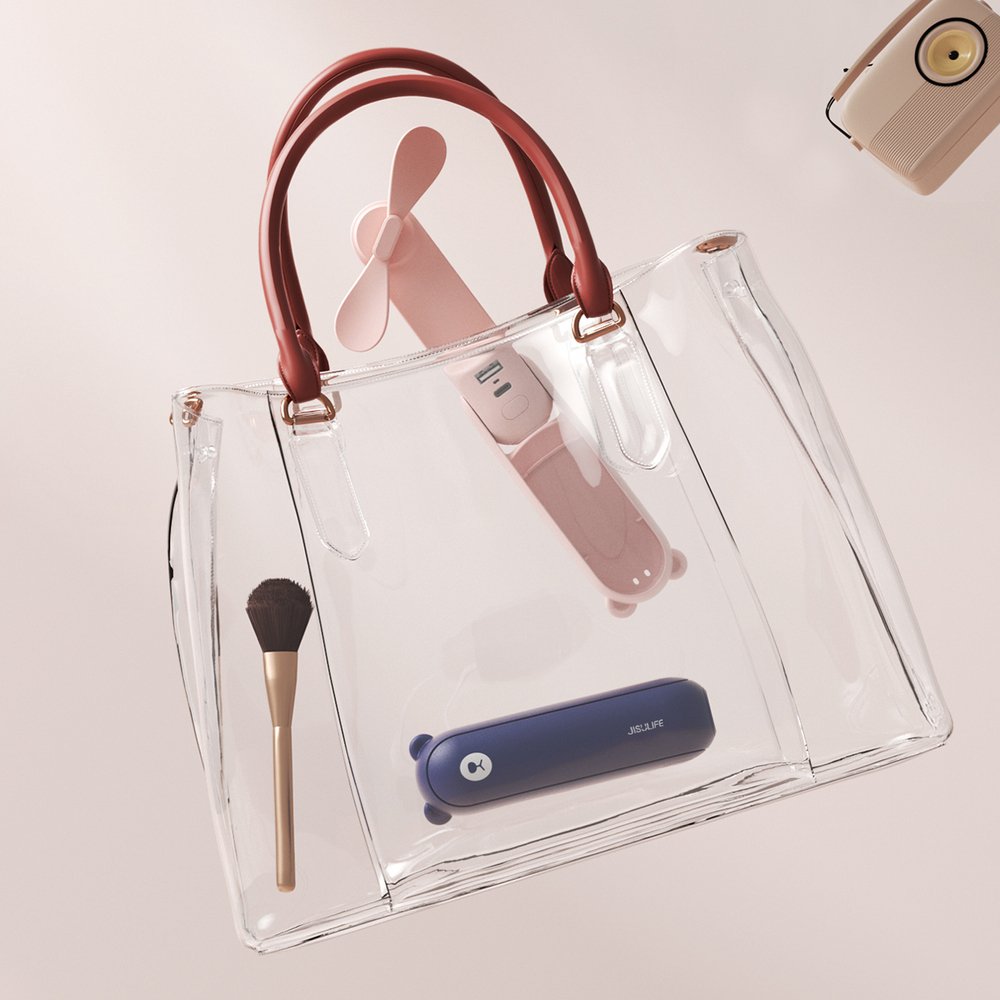 Jisulife Life8 Mini nešiojamas rankinis USB ventiliatorius su išorinės baterijos funkcija 2000 mAh ir žibintuvėliu – mėlynas - Image 3