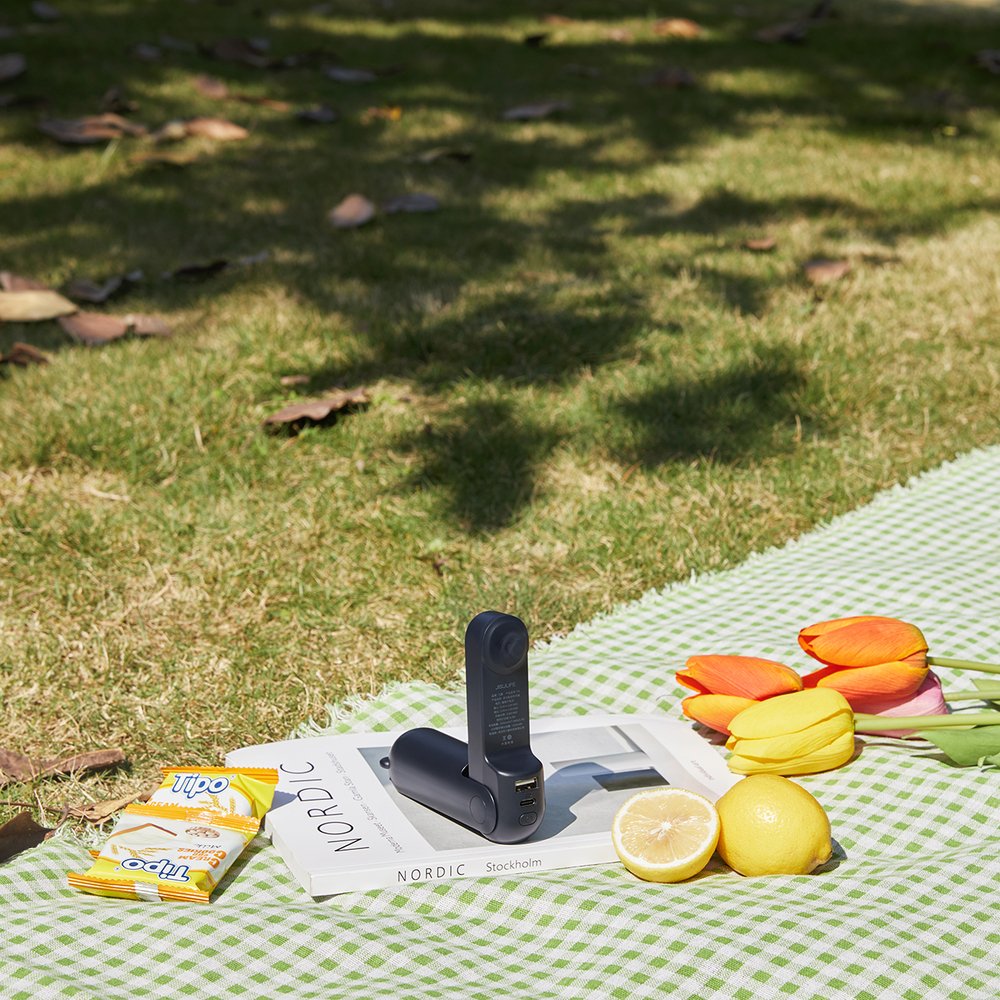 Jisulife Life8 Mini nešiojamas rankinis USB ventiliatorius su išorinės baterijos funkcija 2000 mAh ir žibintuvėliu – mėlynas - Image 5