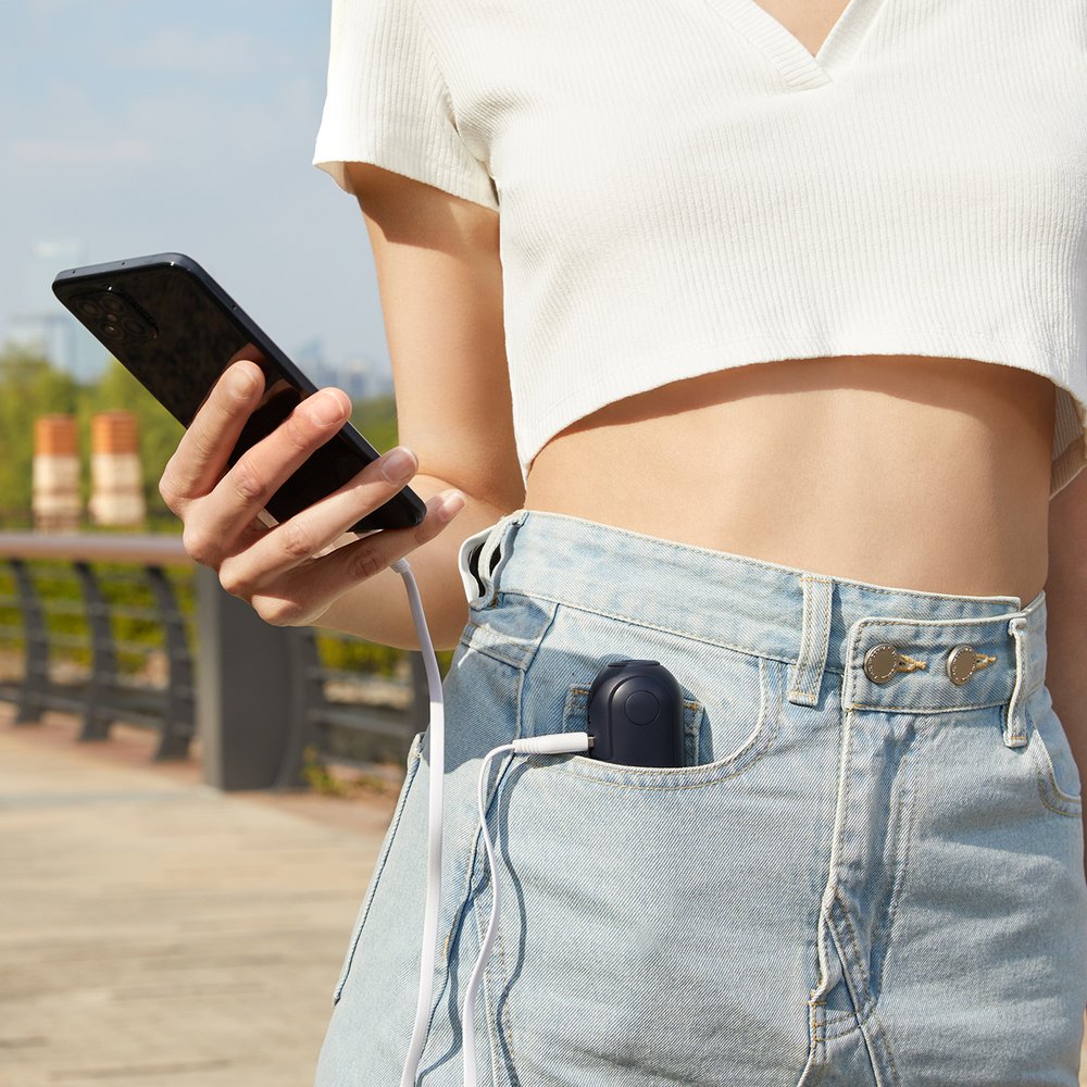 Jisulife Life8 Mini nešiojamas rankinis USB ventiliatorius su išorinės baterijos funkcija 2000 mAh ir žibintuvėliu – mėlynas - Image 6