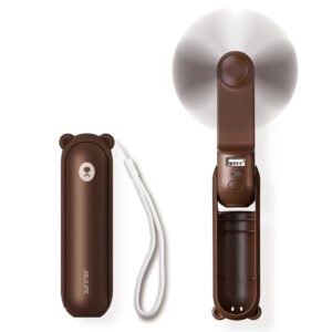 Jisulife Handheld Fan Life8 Plus Portable USB Fan with Power Bank Function 4500mAh and Flashlight - Brown