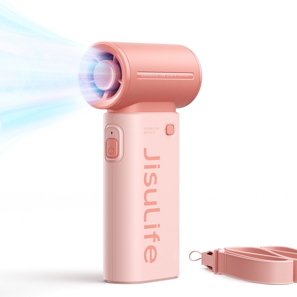 Jisulife Life9 5000 mAh nešiojamas mini pūtiklis, USB ventiliatorius – rožinis - Image 5