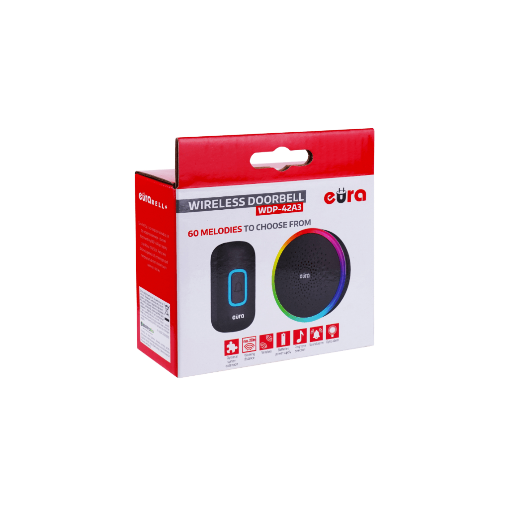 Bevielis durų skambutis Eura WDP-42A3 Black - Image 7