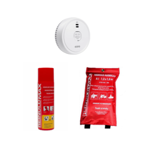 Dūmų detektoriaus, gesintuvo ir nedegaus audeklo rinkinys EUR-01