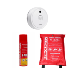Dūmų detektoriaus, gesintuvo ir nedegaus audeklo rinkinys EUR-04