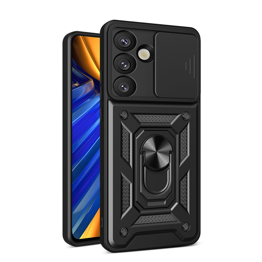 Hybrid Armor Camshield Case with Stand and Camera Cover for OnePlus Ace Pro 5G / 10T 5G - Black