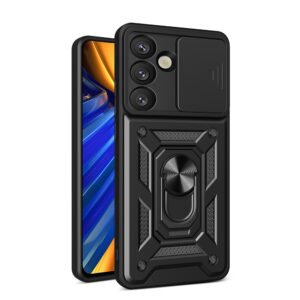 Hybrid Armor Camshield Case with Stand and Camera Cover for Realme GT 7 Pro 5G - Black