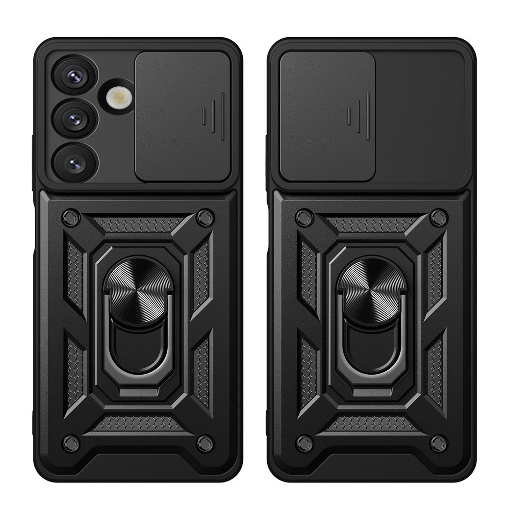 Hybrid Armor Camshield dėklas su stovu ir kameros apsauga Realme GT 7 Pro 5G – juodas - Image 5
