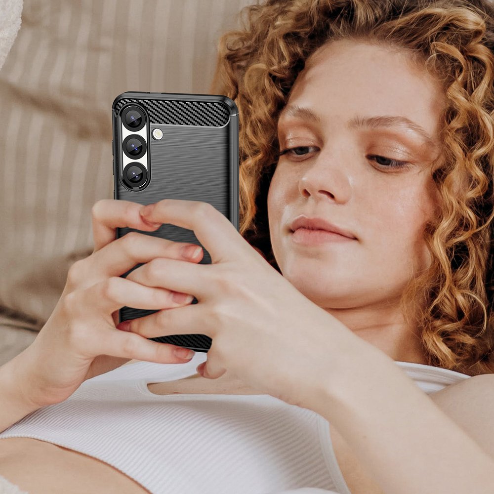 Carbon lankstus silikoninis dėklas Xiaomi Redmi Note 14 5G – juodas - Image 8