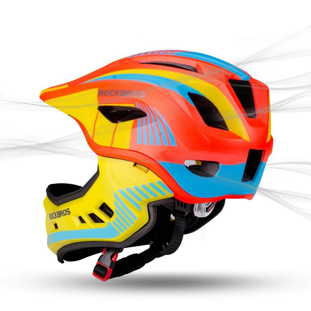 Rockbros TT-32SOYB-S vaikiškas dviračio šalmas su nuimamu snapeliu, S – geltonas ir oranžinis - Image 5