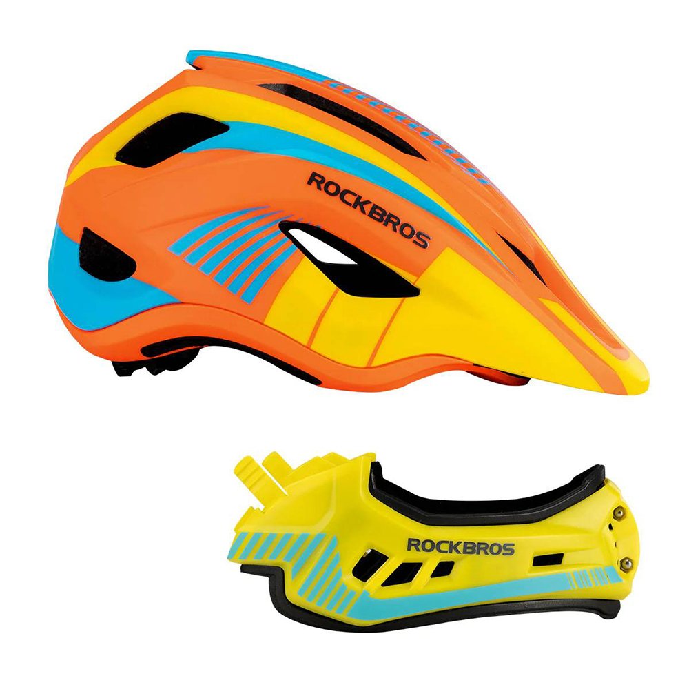 Rockbros TT-32SOYB-S vaikiškas dviračio šalmas su nuimamu snapeliu, S – geltonas ir oranžinis - Image 6
