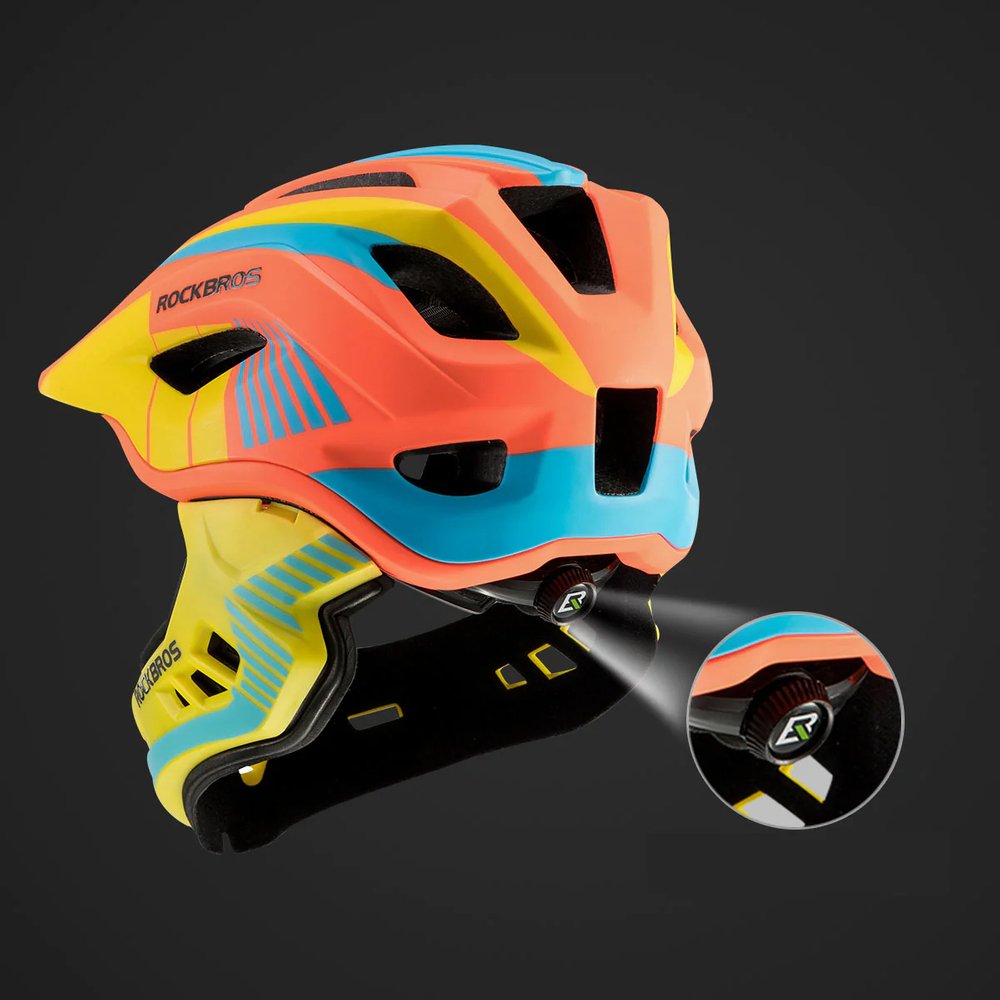 Rockbros TT-32SOYB-S vaikiškas dviračio šalmas su nuimamu snapeliu, S – geltonas ir oranžinis - Image 7