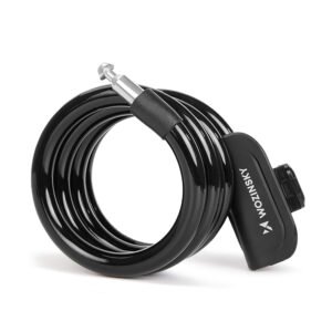 Wozinsky WPB-01R Portable Bike Lock with Anti-Theft Cable and 2 Keys for Electric Bikes and Motorcycles - Black