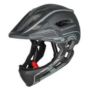 Wozinsky Kids' Full Face Bike Helmet with USB Rear Light S - Gray