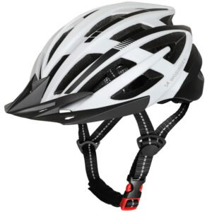 Wozinsky MTB Bike Helmet with Removable Visor and Rear USB Light L - Black and White