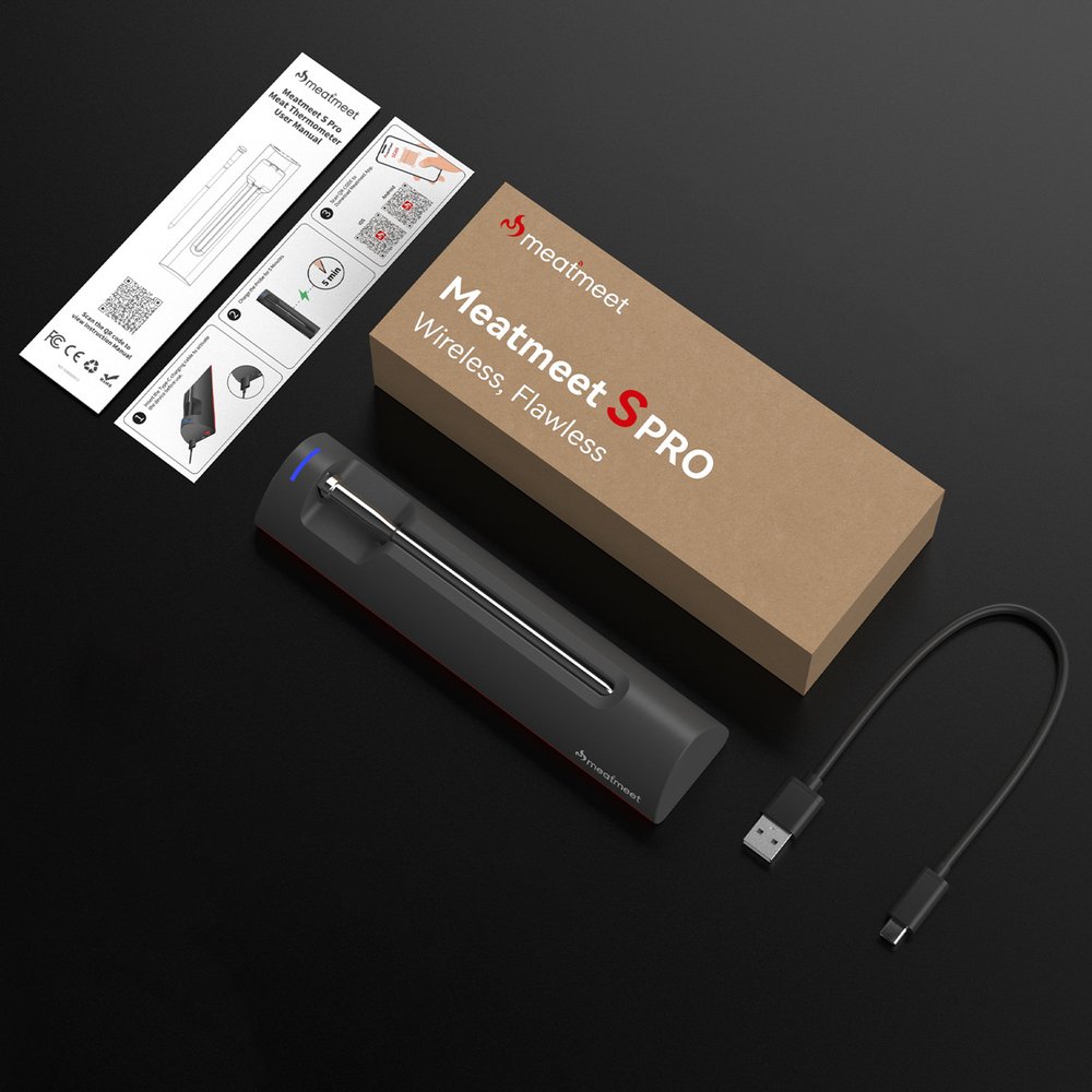 Meatmeet S Pro virtuvės termometras su Bluetooth programėle griliui, orkaitei ir rūkyklai – pilkas - Image 12