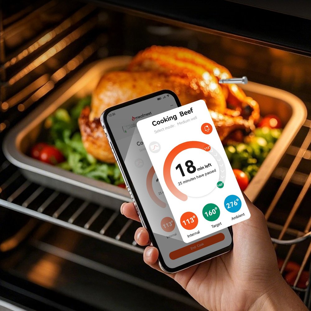 Meatmeet S Pro virtuvės termometras su Bluetooth programėle griliui, orkaitei ir rūkyklai – pilkas - Image 4