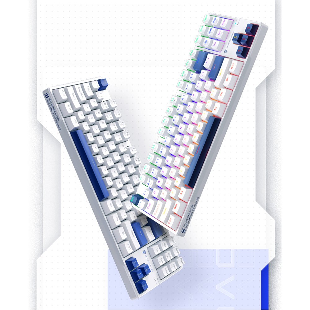 Machenike K500B-B87 laidinė mechaninė žaidimų klaviatūra su apšvietimu, Red Switch – balta - Image 8