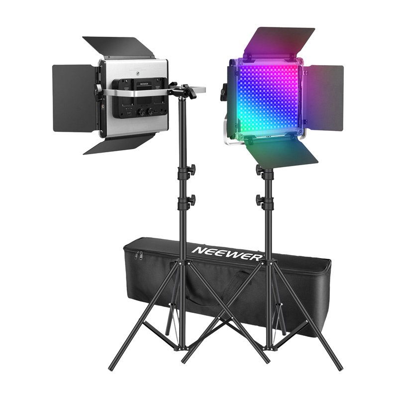 Neewer 2×660 PRO II RGB LED lempų rinkinys su 2×200 cm stovais - Image 2