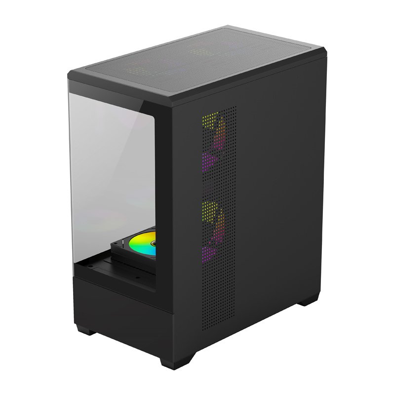 DarkFlash C365 kompiuterio korpusas – juodas + 5 ventiliatoriai - Image 3